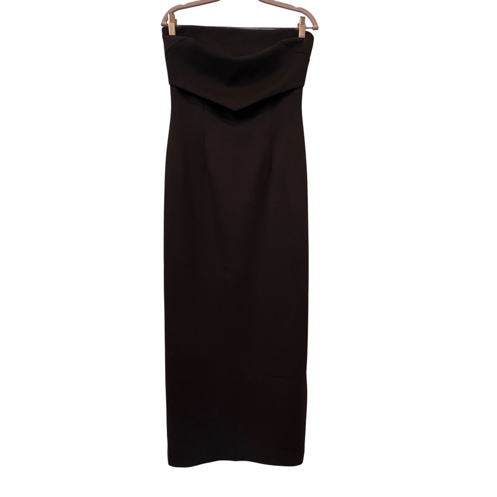 VTG Laundry by Shelli Segal Black Strapless Column Gown Formal Dress Size 10 EUC